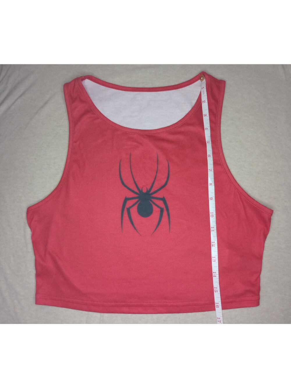 Romwe Spider Man Graphic CropTank Top Red GUC Size 6/Medium